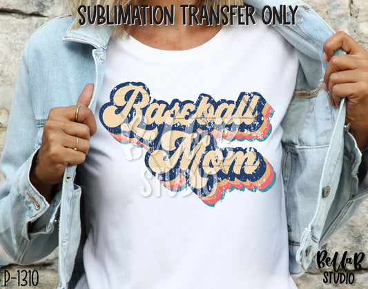 Retro Baseball Mom Sublimation Transfer - Ready To Press