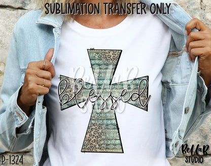 Blessed Tribal Cross Sublimation Transfer-Ready To Press