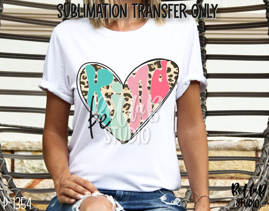 Retro Be Kind Heart Sublimation Transfer - Ready To Press