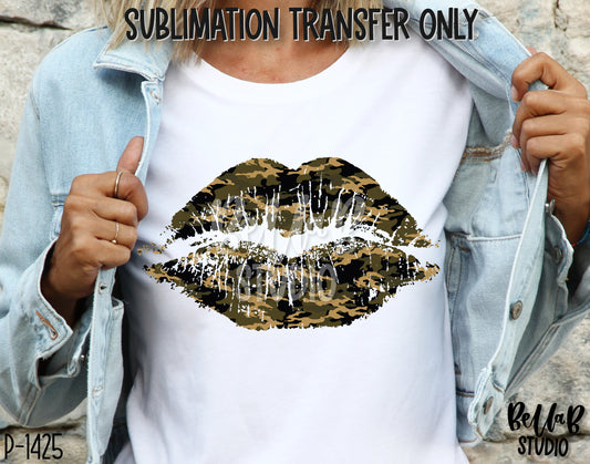 Camo Lips Sublimation Transfer, Ready To Press - P1425