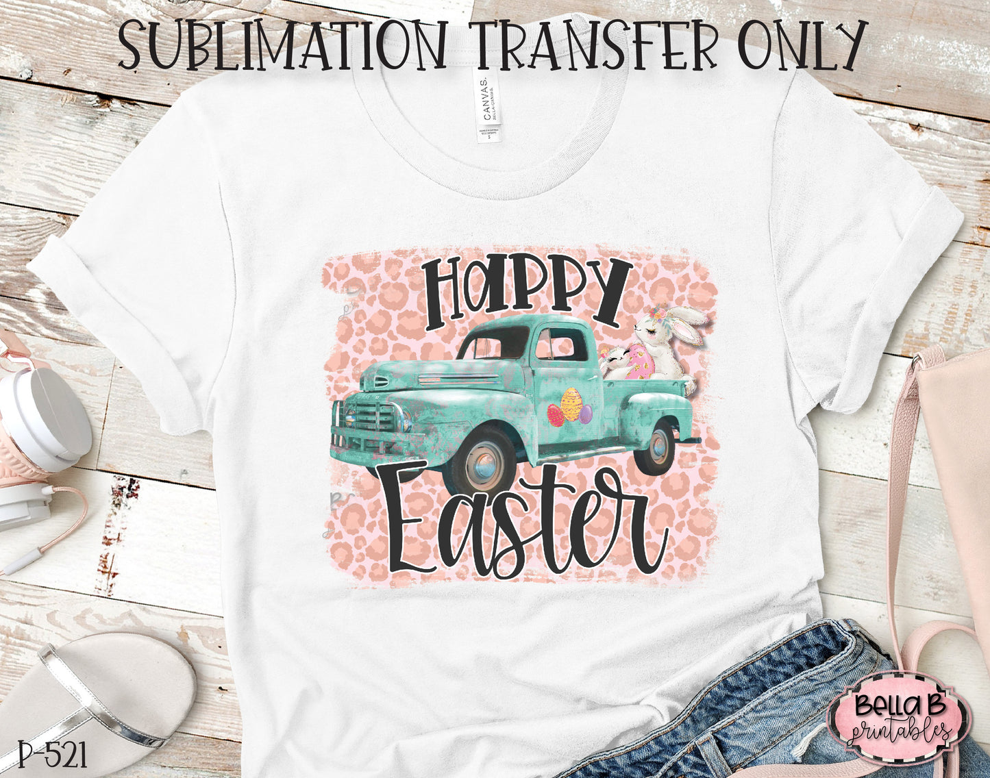 Easter Truck Sublimation Transfer, Happy Easter, Ready To Press, Heat Press Transfer, Sublimation Print