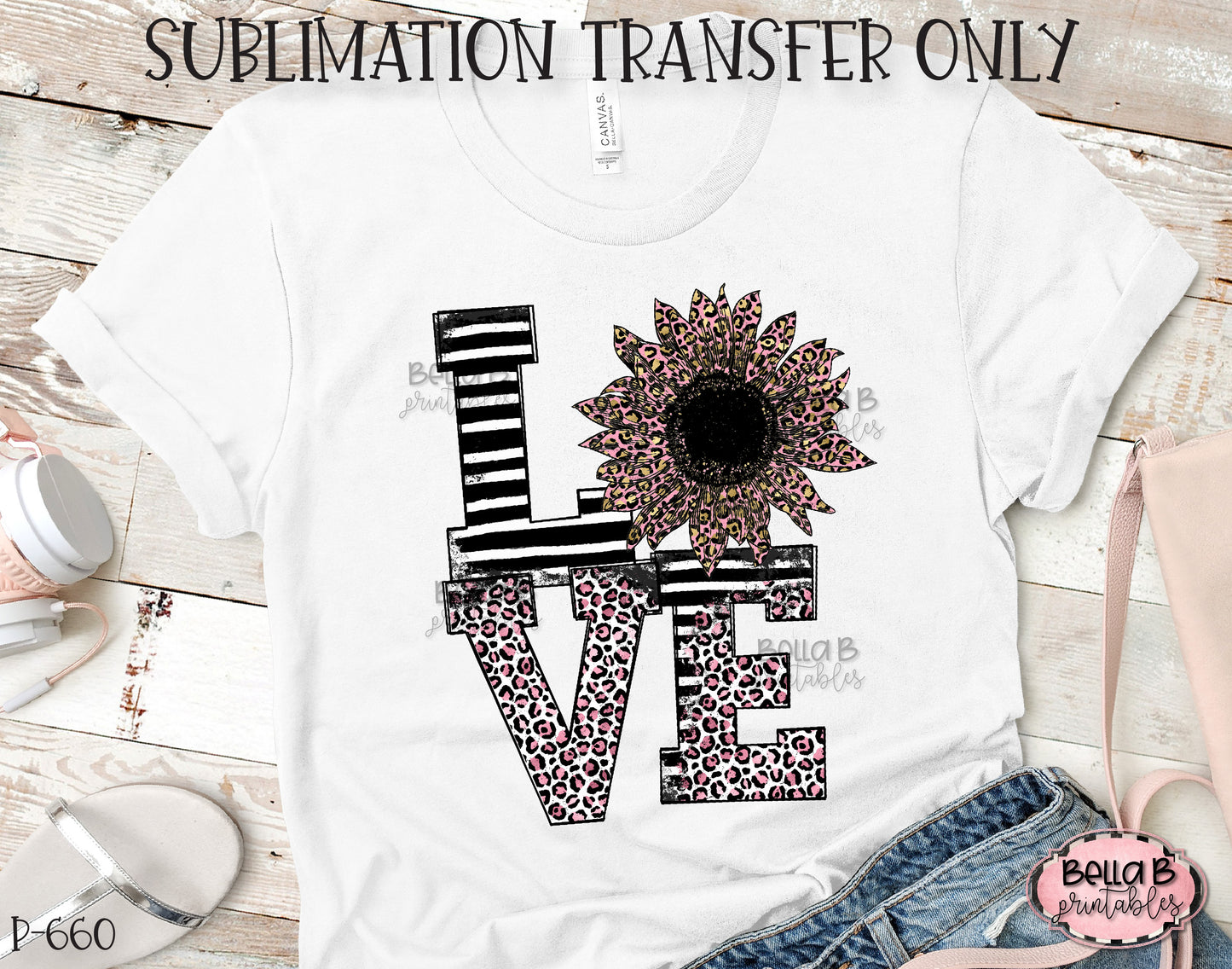 Leopard Print LOVE Sunflower Sublimation Transfer, Ready To Press, Heat Press Transfer, Sublimation Print