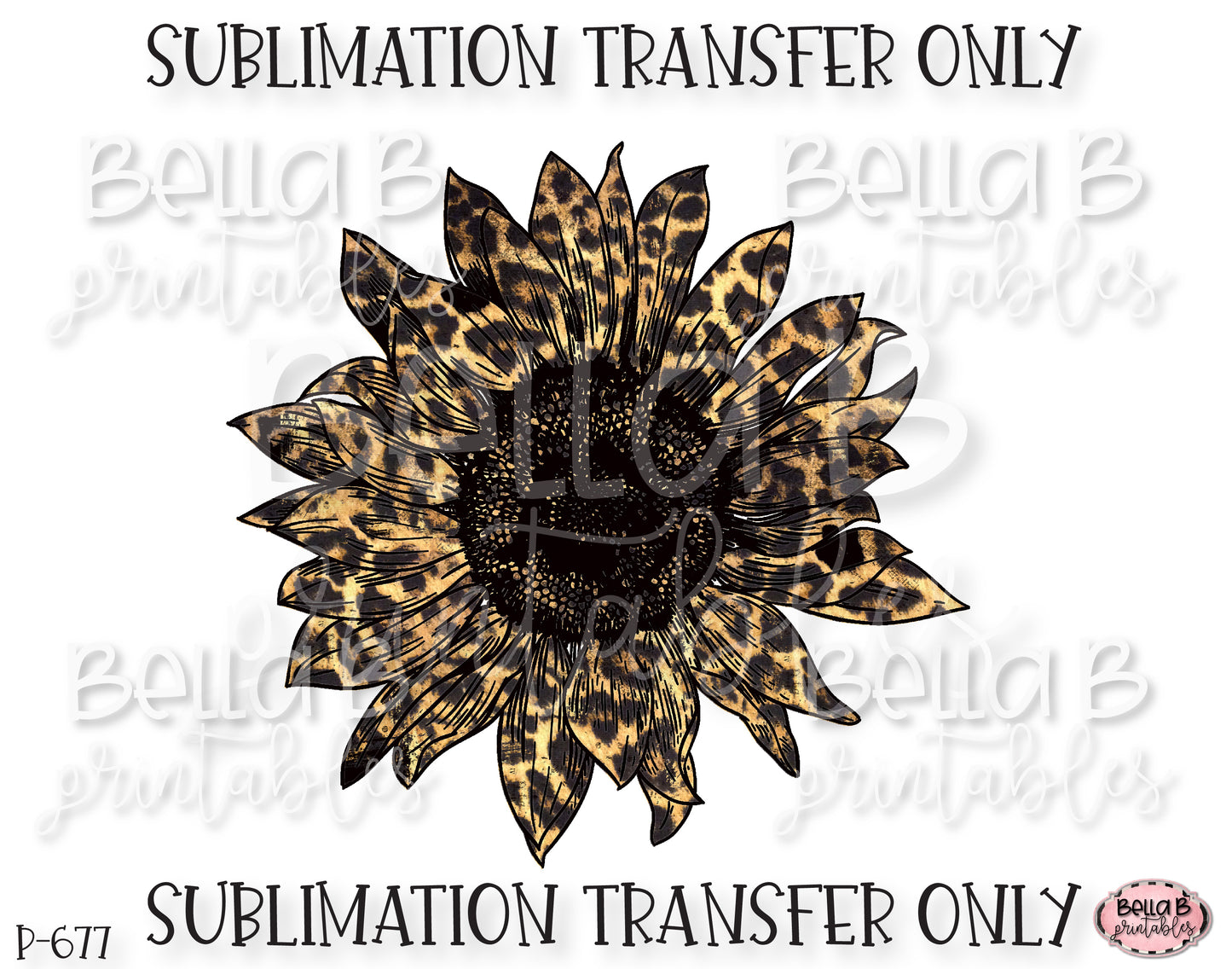 Leopard Print Sunflower Sublimation Transfer, Ready To Press, Heat Press Transfer, Sublimation Print