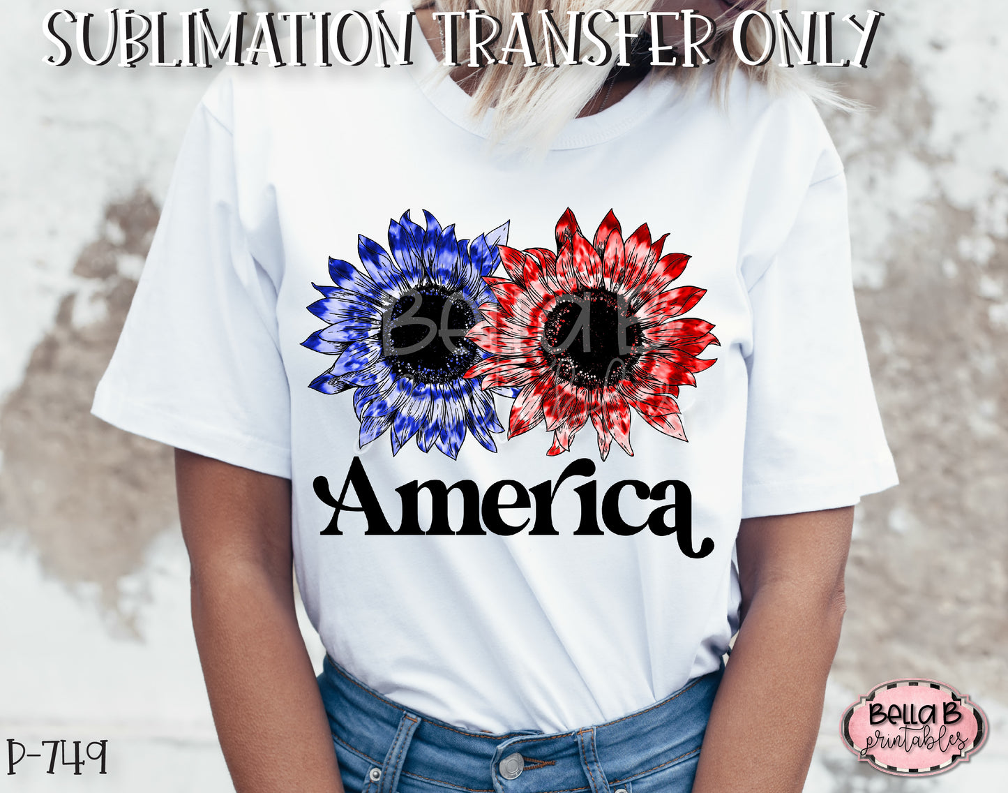 Tie Dye Sunflower America Sublimation Transfer - Ready To Press
