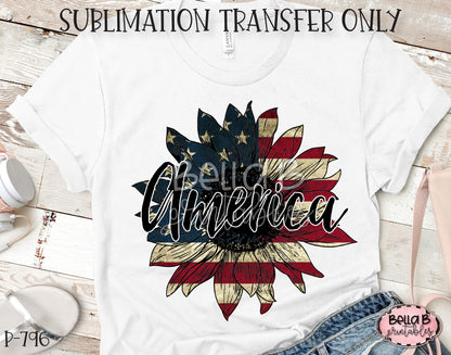 America Sunflower Sublimation Transfer, Ready To Press