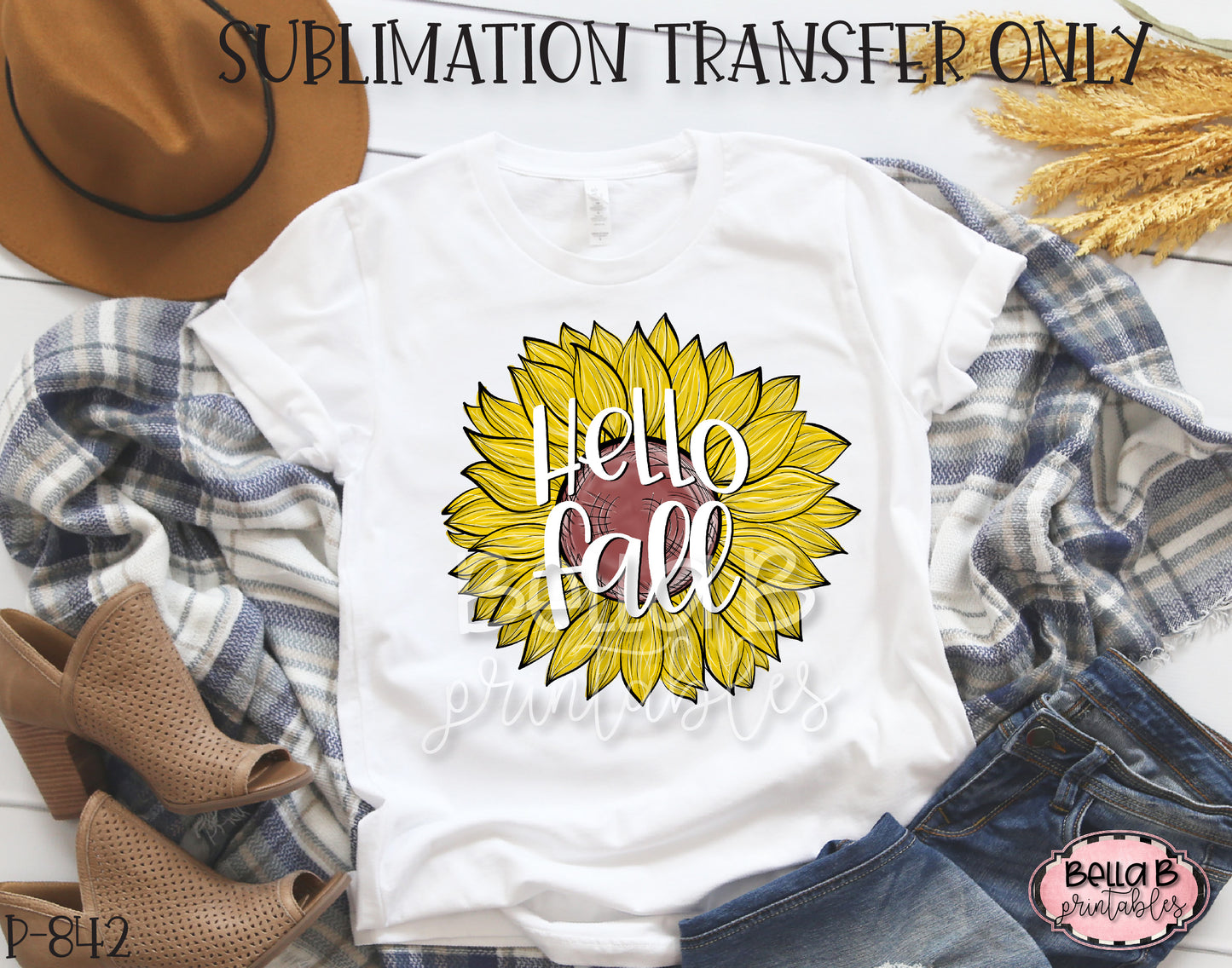 Hello Fall Sunflower Sublimation Transfer - Ready To Press