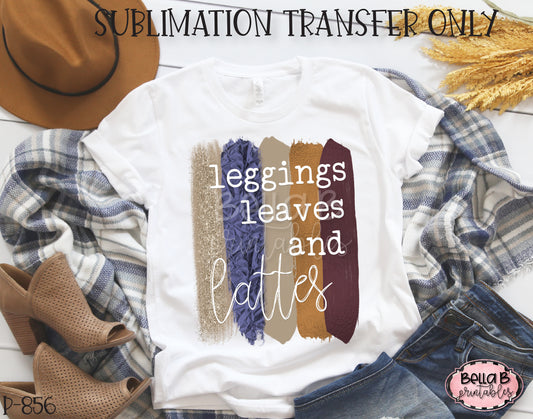 Leggings Leaves And Lattes Sublimation Transfer - Ready To Press