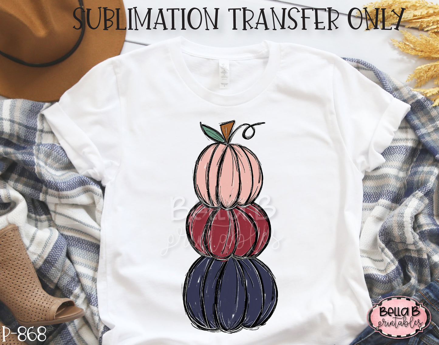 Stacked Pumpkins Sublimation Transfer - Ready To Press