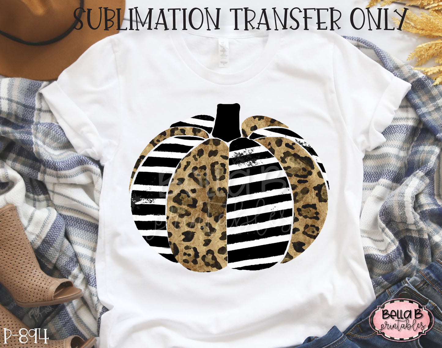 Leopard Striped Pumpkin Sublimation Transfer - Ready To Press