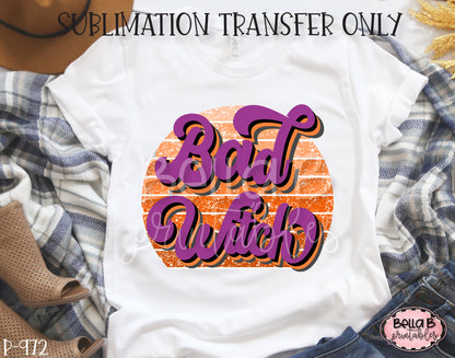 Retro Bad Witch Sublimation Transfer, Ready To Press