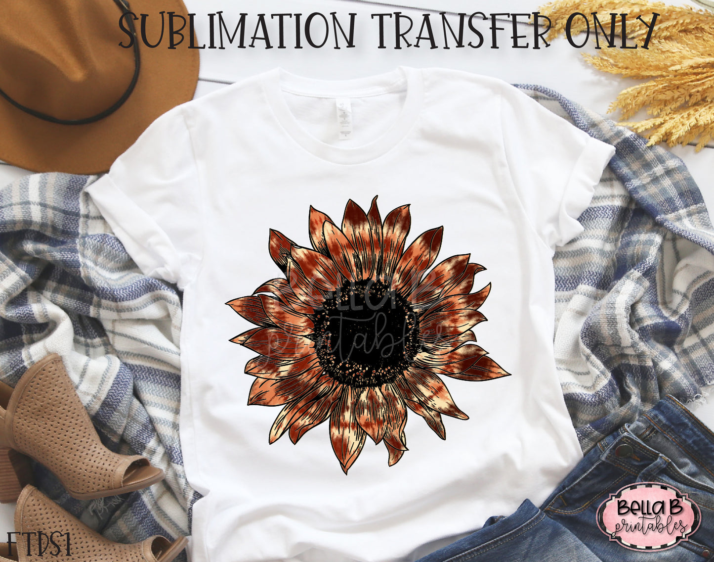 Fall Tie Dye Sunflower Sublimation Transfer - Ready To Press