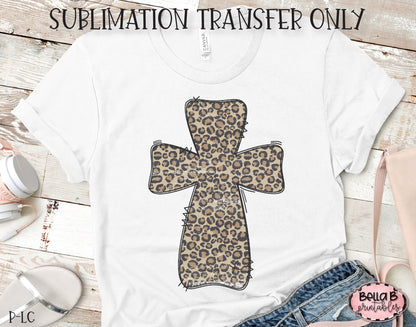 Leopard Print Easter Cross Sublimation Transfer, Ready To Press, Heat Press Transfer, Sublimation Print