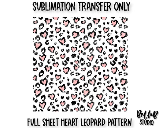 Full Sheet Leopard Hearts Sublimation Transfer - Ready To Press -  LeopHearts