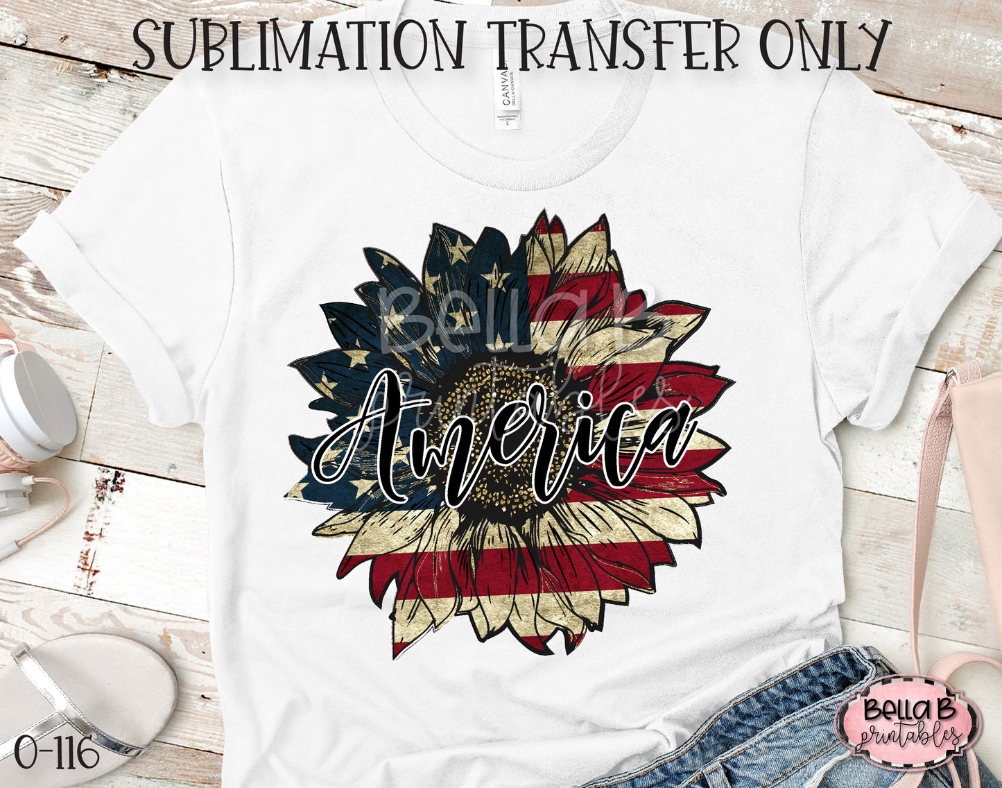America Sunflower Sublimation Transfer, Ready To Press