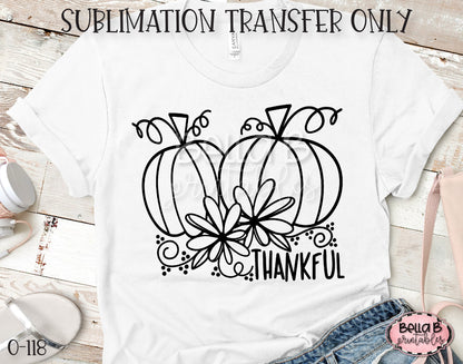 Thankful Pumpkin Sublimation Transfer, Ready To Press