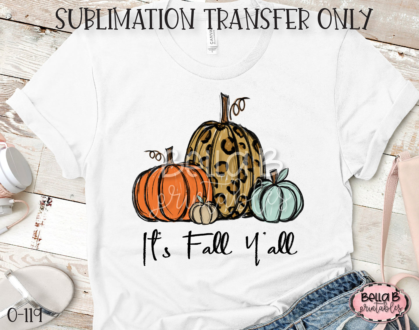 It's Fall Y'all, Leopard Pumpkin Sublimation Transfer, Ready To Press