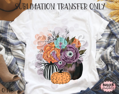 Halloween Pumpkins Floral Sublimation Transfer - Ready To Press