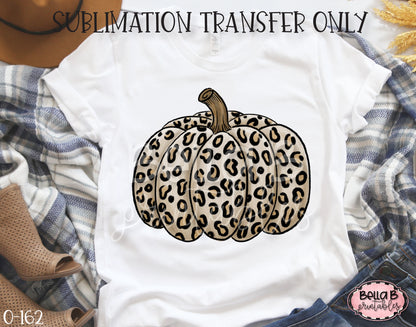 Leopard Print Pumpkin Sublimation Transfer, Ready To Press