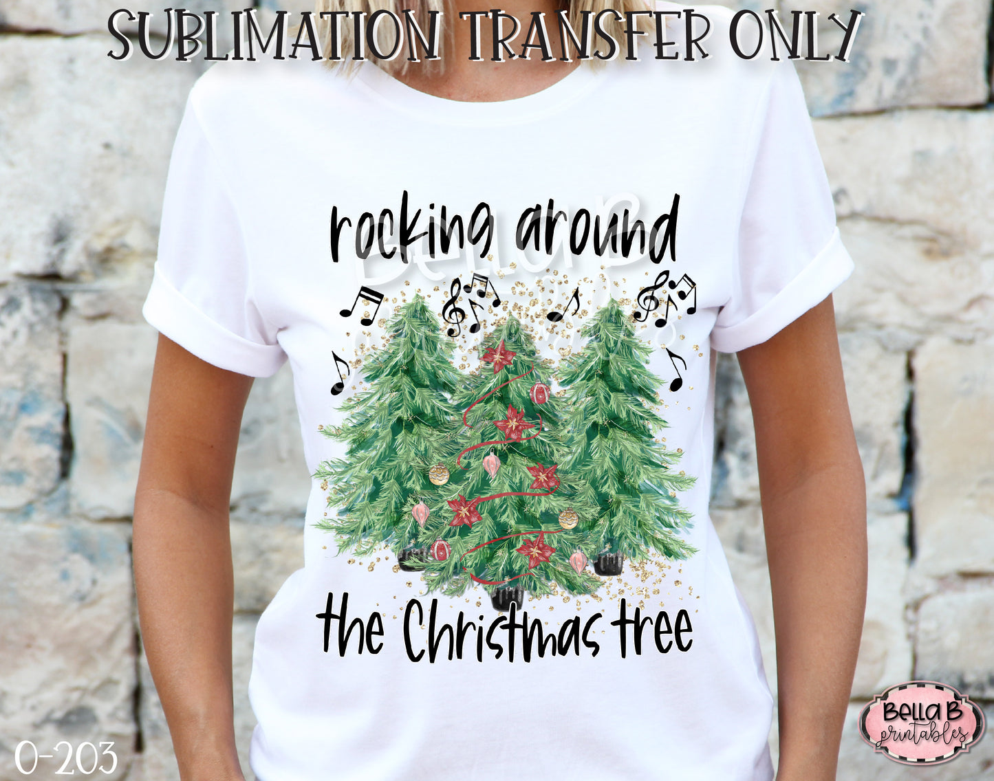Rockin Around The Christmas Tree Sublimation Transfer, Ready To Press