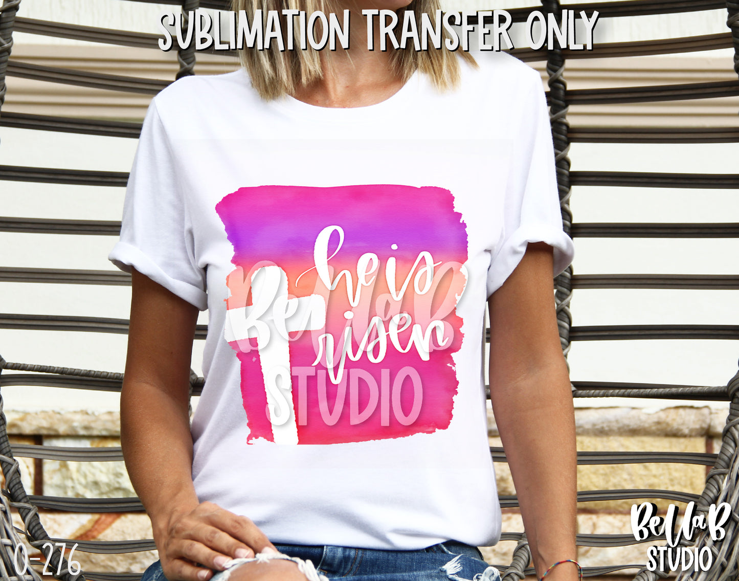 He Is Risen Pink Watercolor Sublimation Transfer, Ready To Press