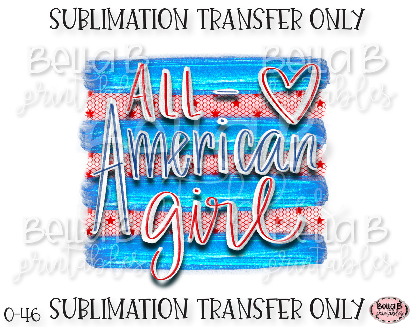 All American Girl Sublimation Transfer, Ready To Press, Heat Press Transfer, Sublimation Print
