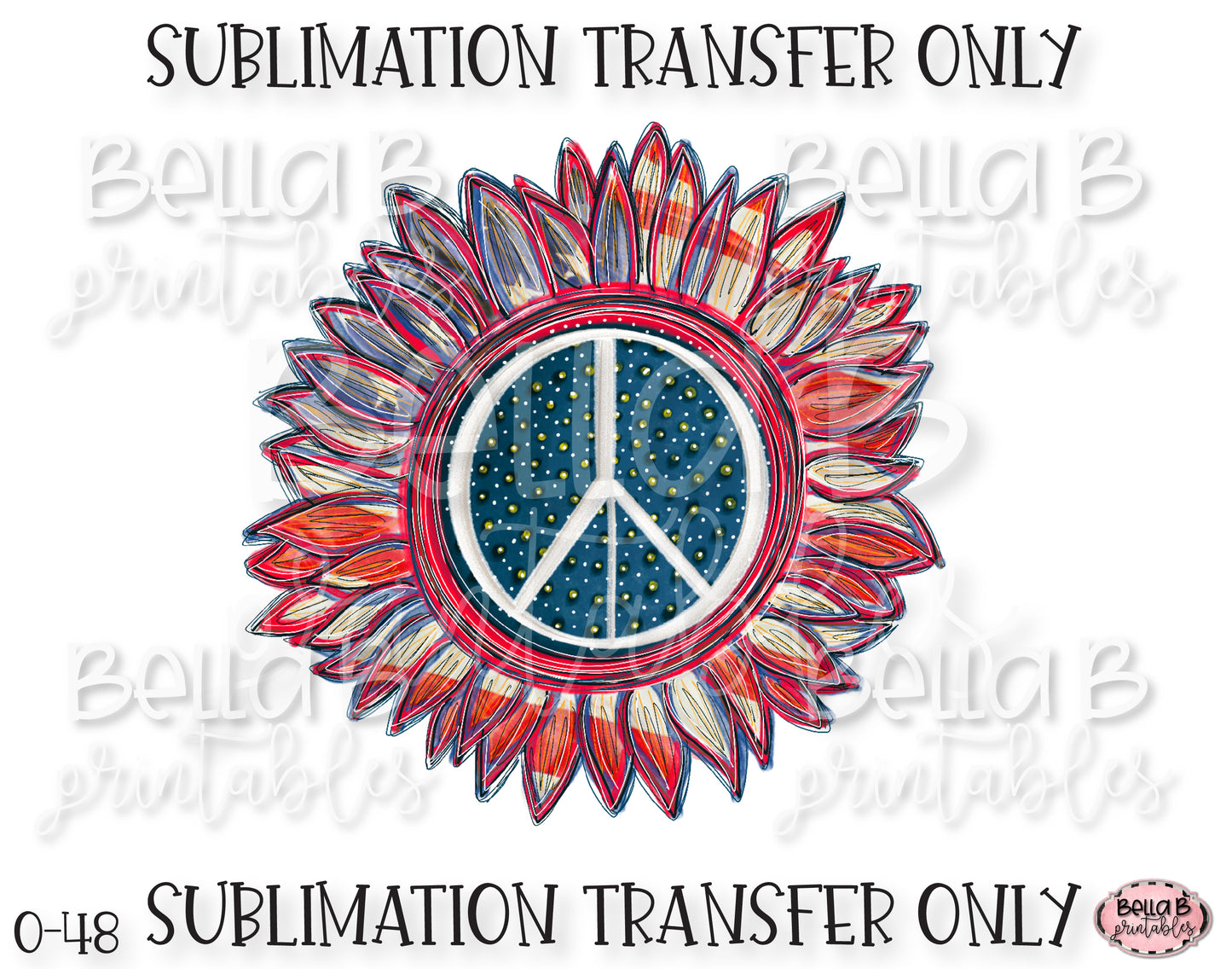Peace America Sunflower Sublimation Transfer, Ready To Press, Heat Press Transfer, Sublimation Print