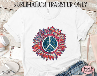 Peace America Sunflower Sublimation Transfer, Ready To Press, Heat Press Transfer, Sublimation Print