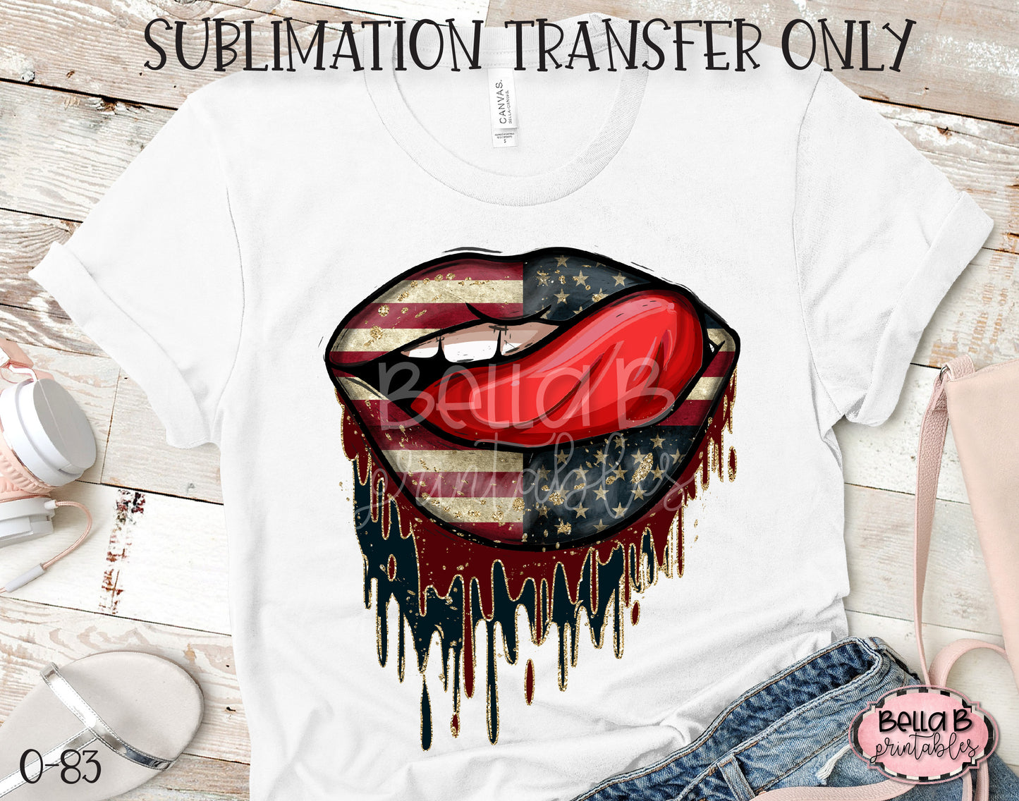 American Dripping Lips Sublimation Transfer, Ready To Press, Heat Press Transfer, Sublimation Print
