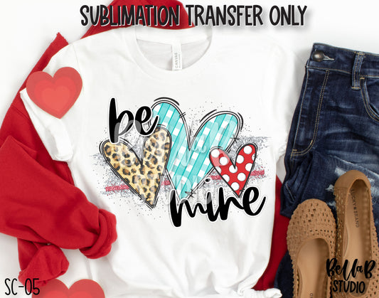 Be Mine Heart Trio Sublimation Transfer, Ready To Press