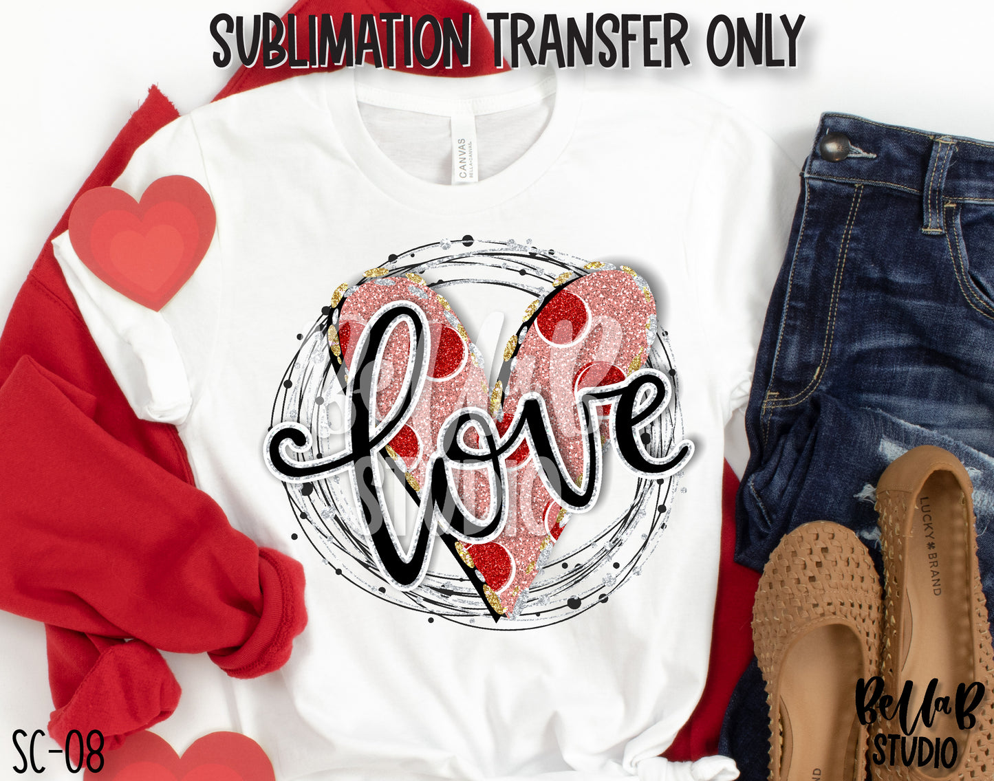 Love Scribble Heart Sublimation Transfer, Ready To Press