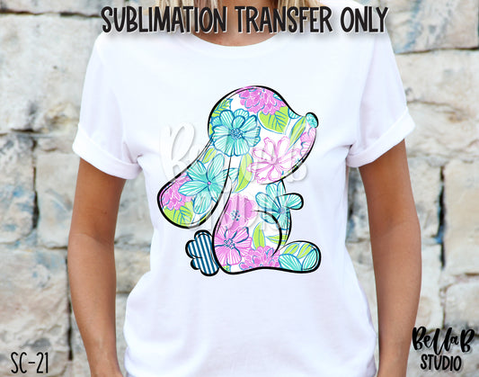 Floral Bunny Sublimation Transfer-Ready To Press