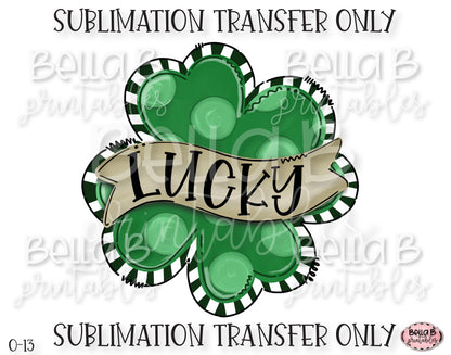 Hand Drawn Lucky Clover Sublimation Transfer, Ready To Press, Heat Press Transfer, Sublimation Print