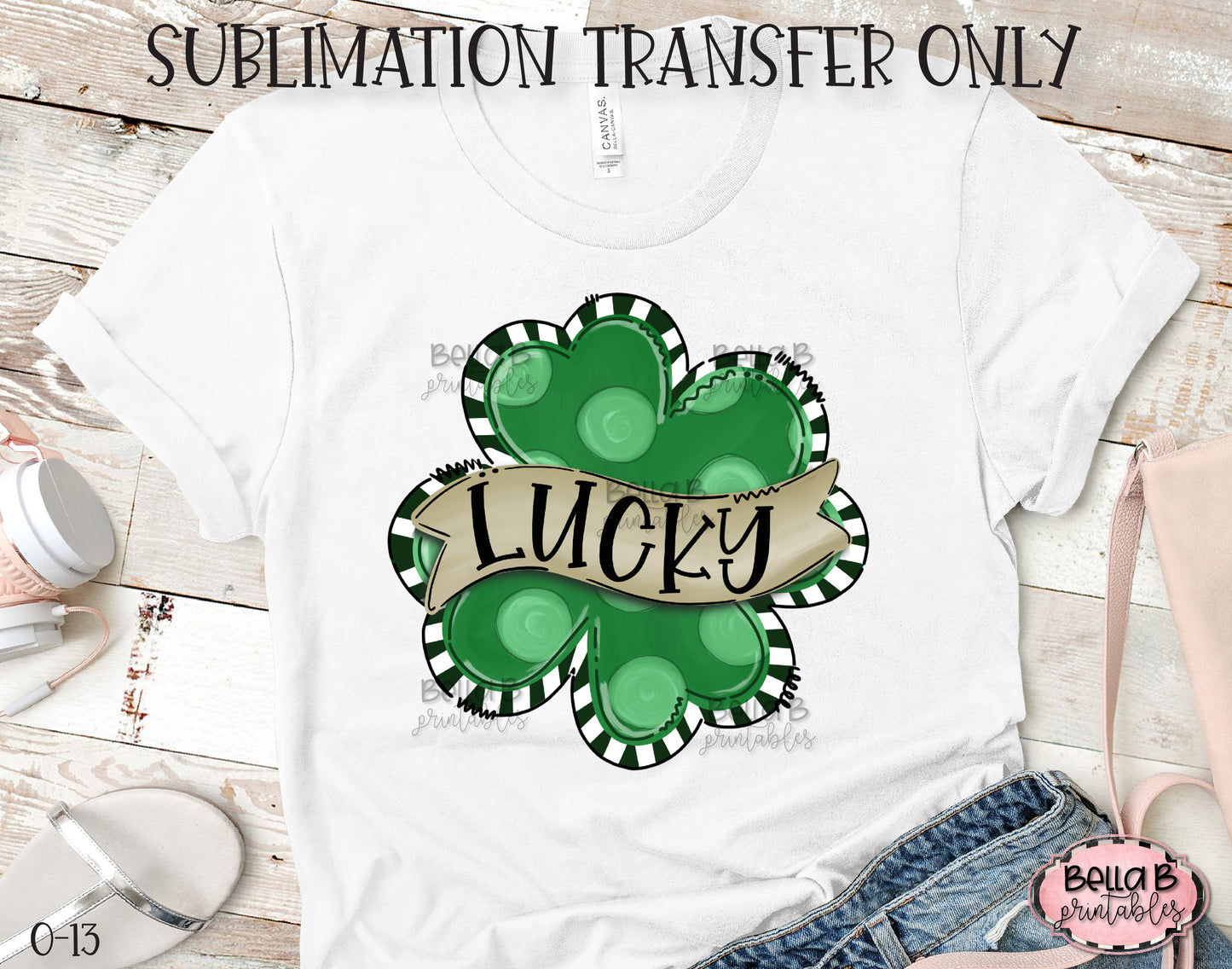 Hand Drawn Lucky Clover Sublimation Transfer, Ready To Press, Heat Press Transfer, Sublimation Print