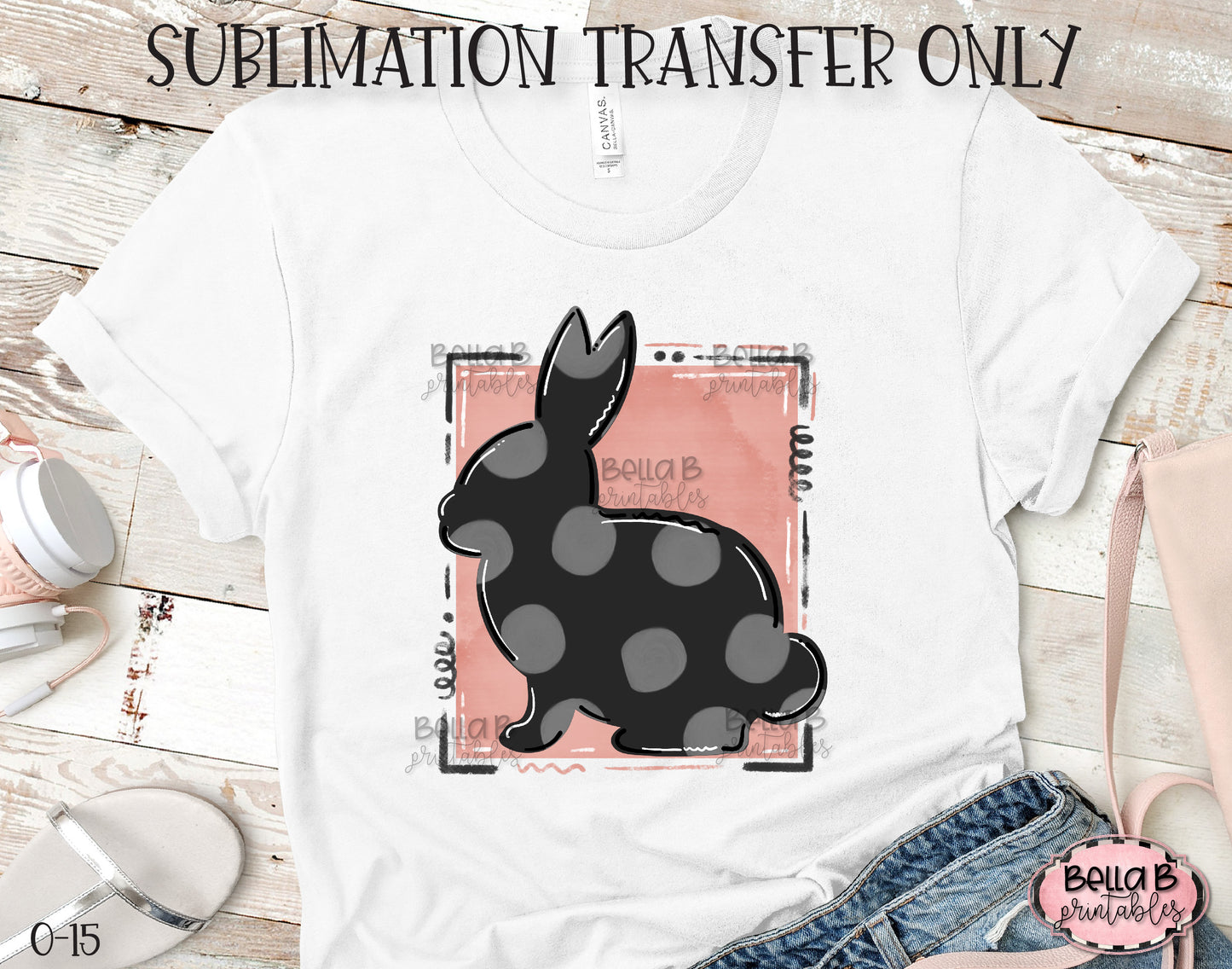 Hand Drawn Easter Bunny Sublimation Transfer, Ready To Press, Heat Press Transfer, Sublimation Print
