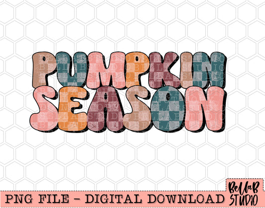 Retro Checkered Pumpkin Season PNG Design