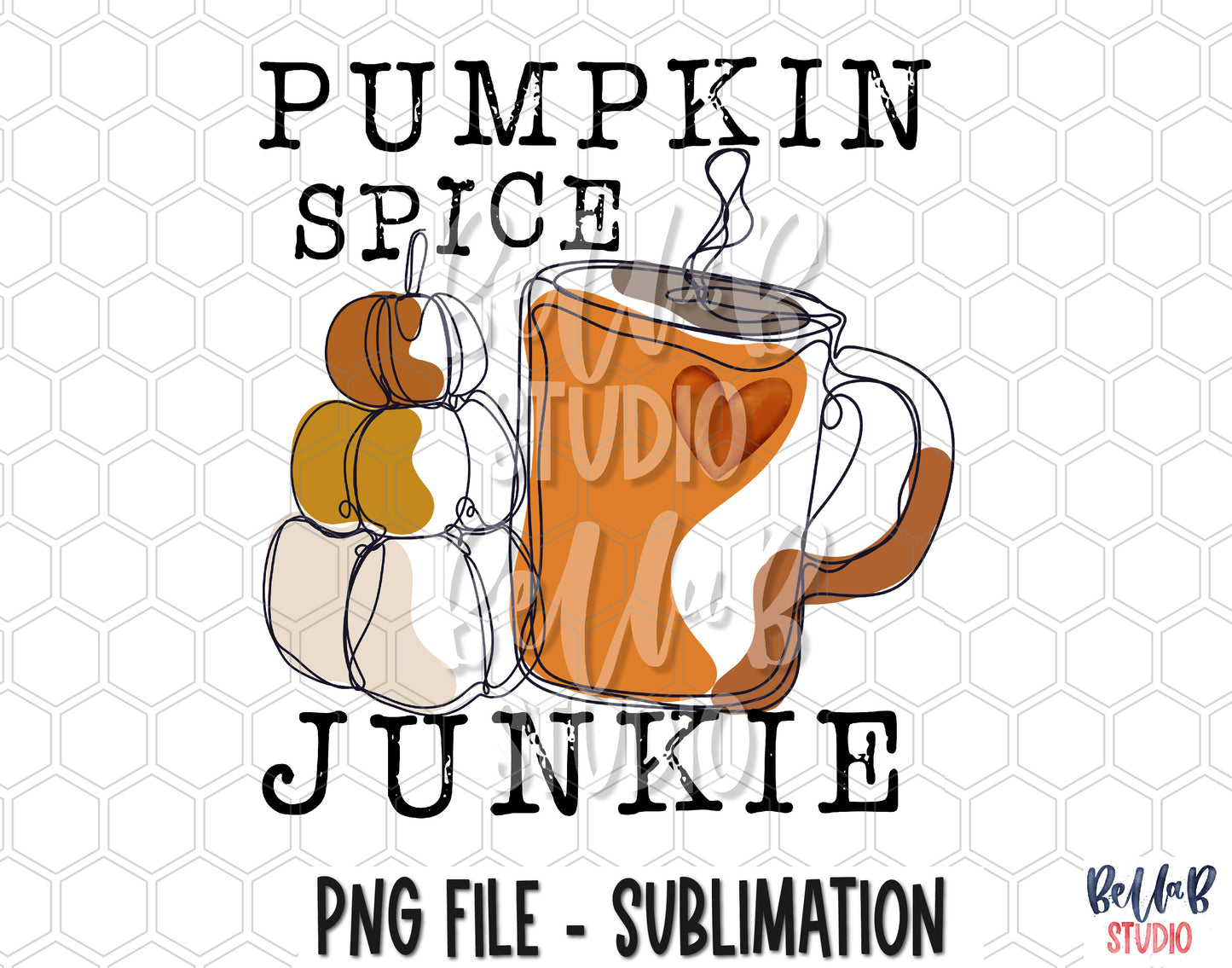 Minimalist Pumpkin Spice Junkie Sublimation Design