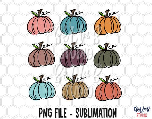 Minimalist Pumpkins - 9 Pumpkins Sublimation Design