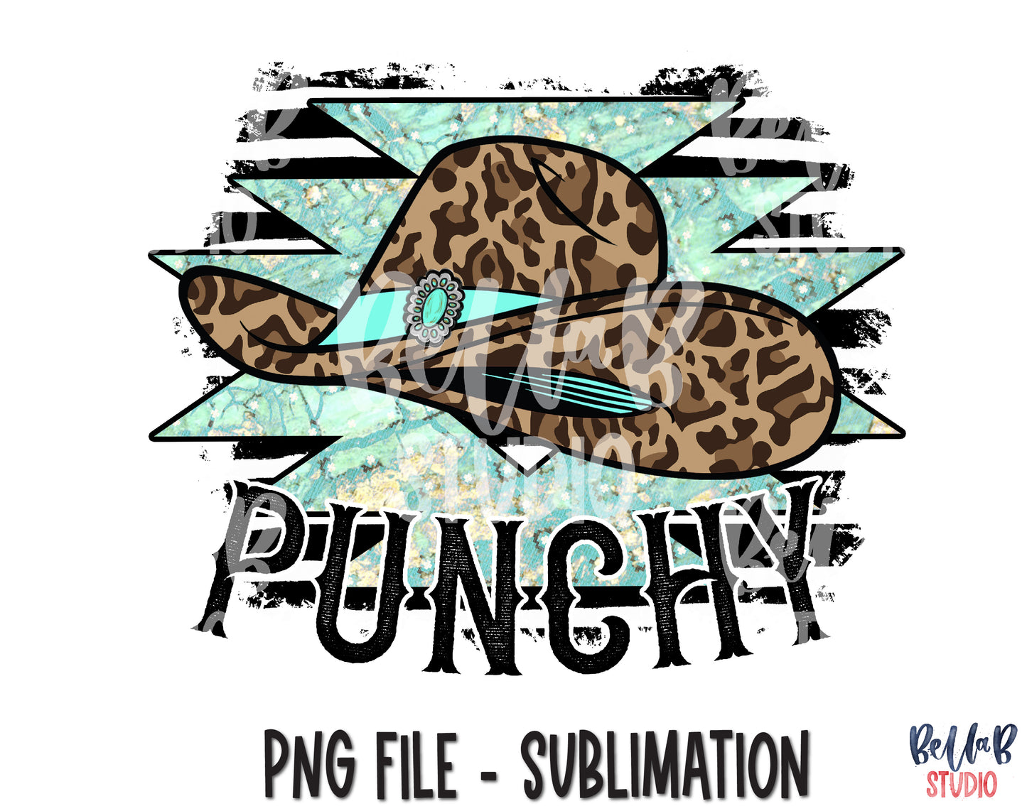 Punchy Leopard Cowgirl Hat Sublimation Design