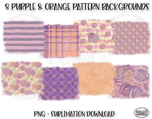 Purple and Orange Abstract Sublimation Background Bundle, Backsplash