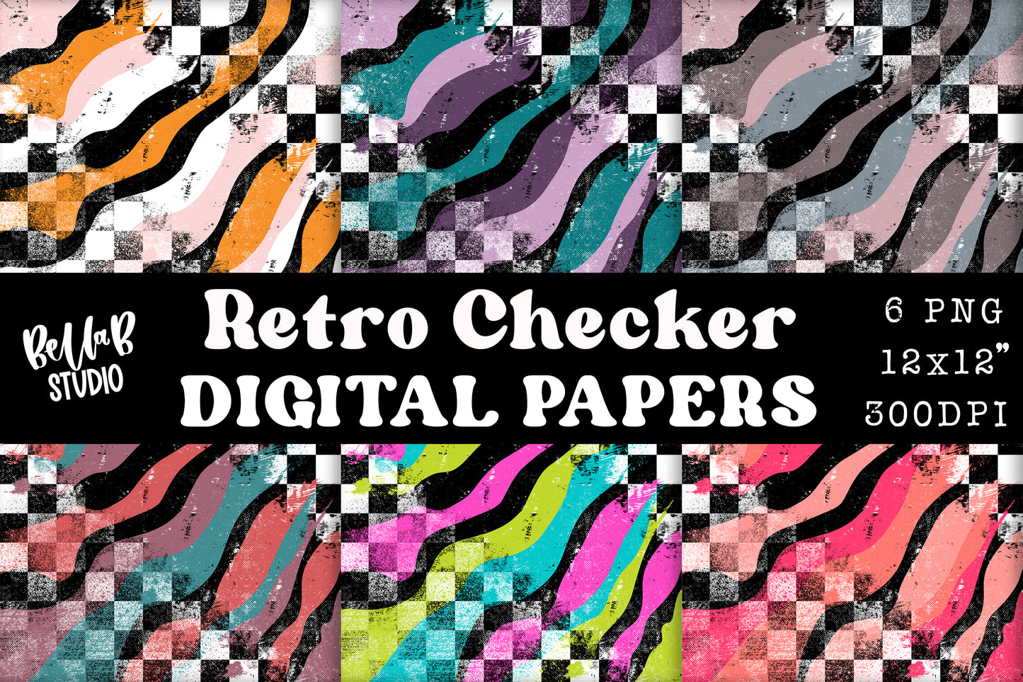 Retro Checkered Digital Papers