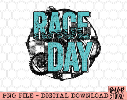 Race Day BLUE PNG Digital Design