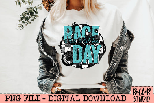 Race Day BLUE PNG Digital Design