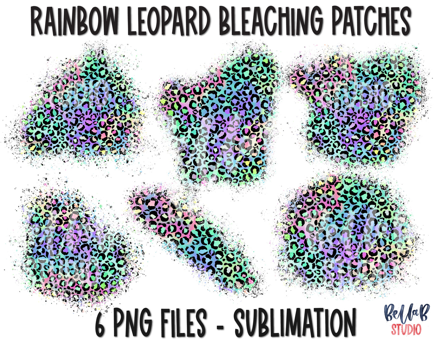 Rainbow Leopard Sublimation Patches - T Shirt Bleaching Patches