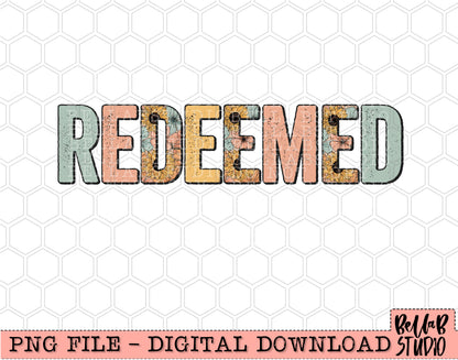 Redeemed Retro Floral PNG Design