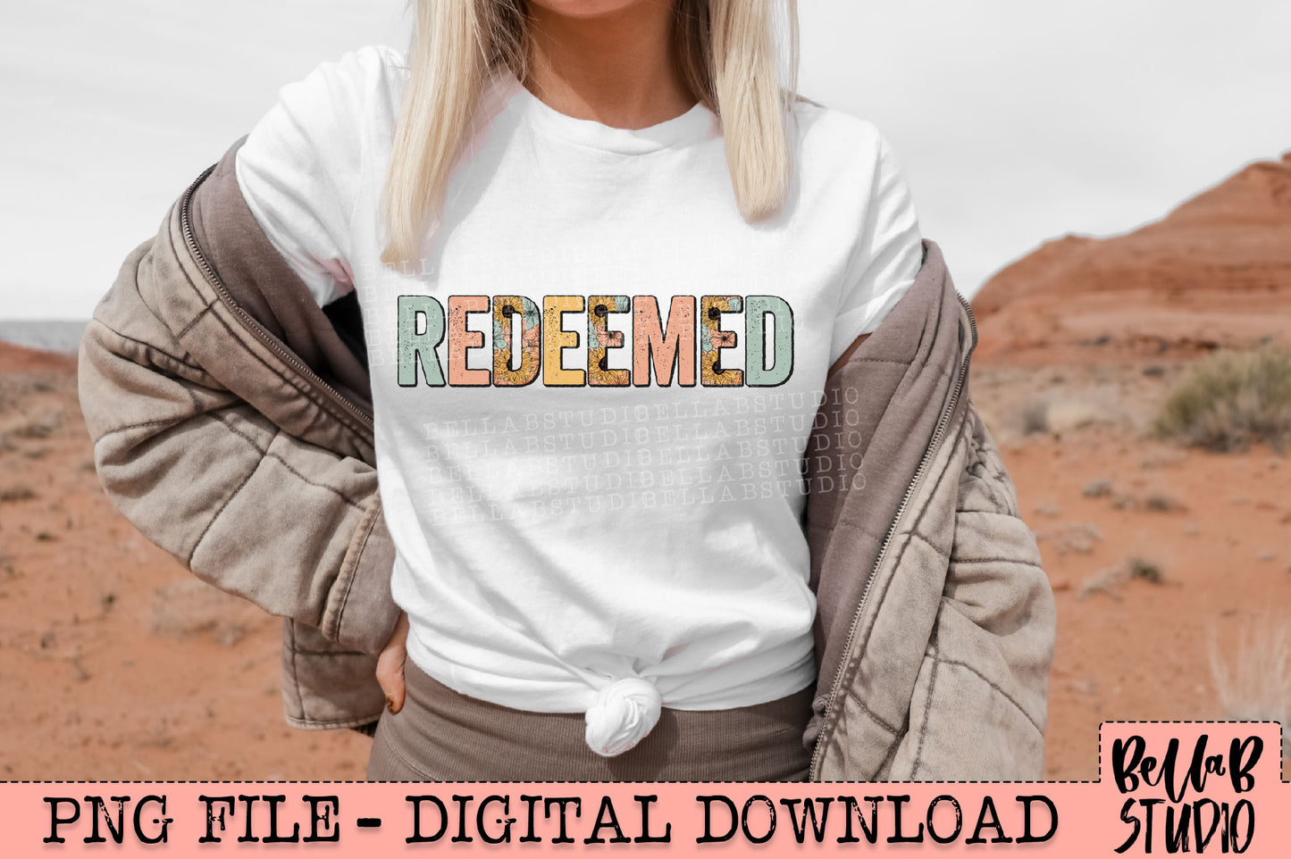 Redeemed Retro Floral PNG Design