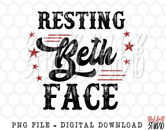 Resting Beth Face PNG Sublimation Design
