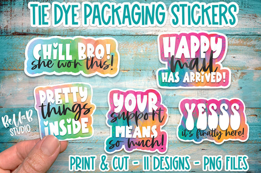 Retro Tie Dye Stickers, Small Business Packaging Stickers