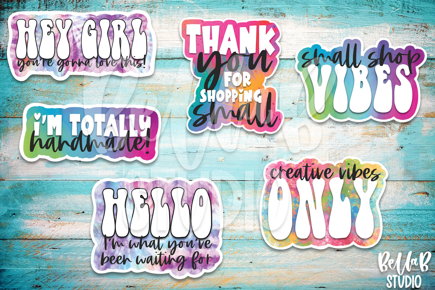 Retro Tie Dye Stickers, Small Business Packaging Stickers