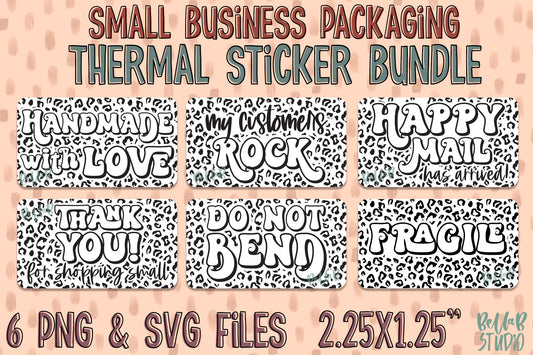 [Digital] Direct Thermal Labels - Leopard Retro Packaging Stickers Bundle