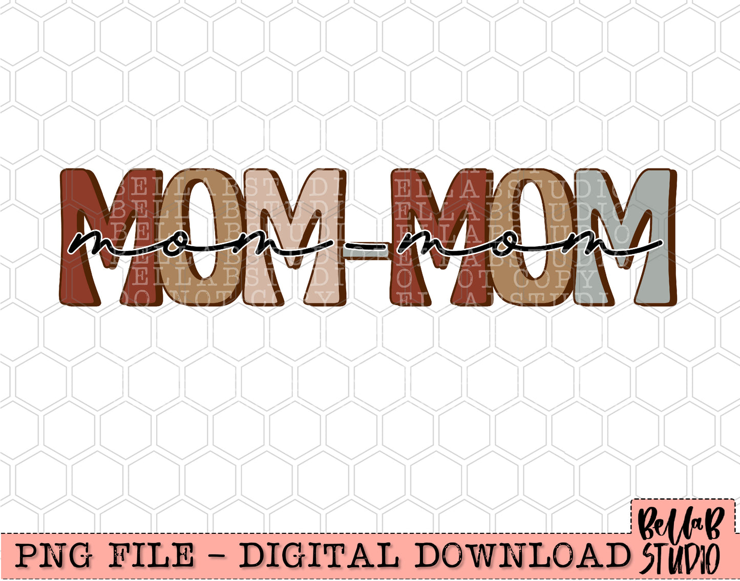 Neutral Retro Mom-Mom Sublimation Design